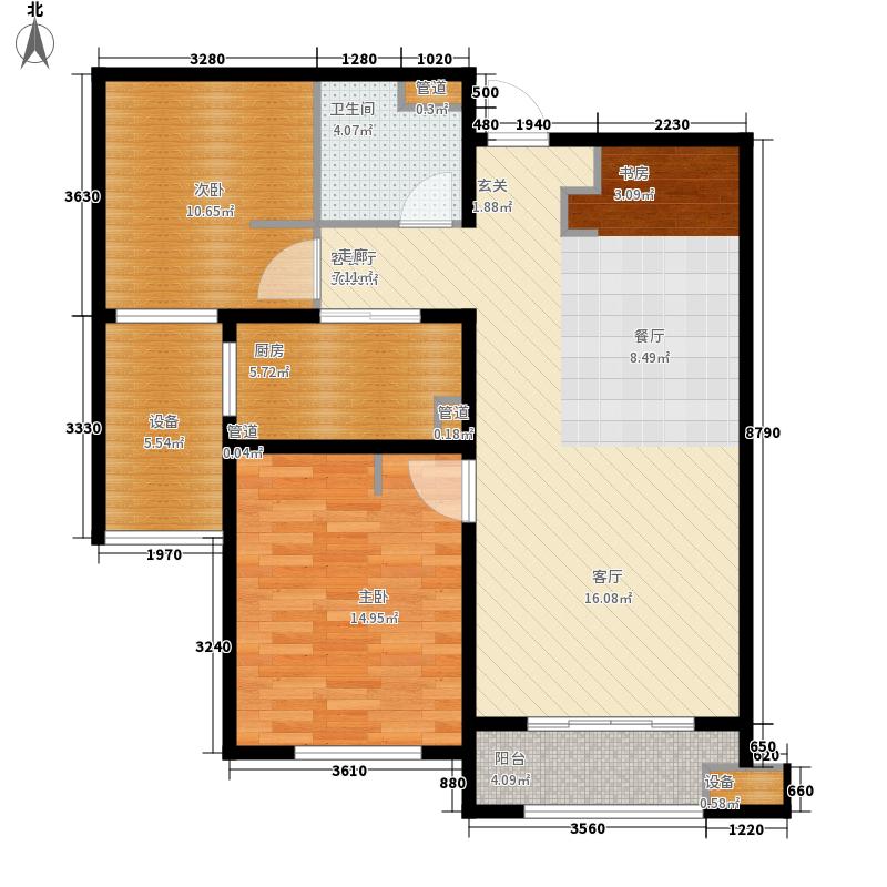 林蔭大院2室1廳1衛(wèi)1廚93.00㎡戶型圖