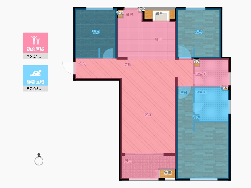 林蔭大院3室1廳2衛(wèi)0廚138.00㎡動(dòng)靜分區(qū)圖
