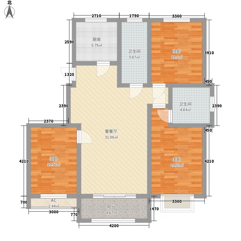 漢嘉海語城3室1廳2衛(wèi)1廚129㎡戶型圖