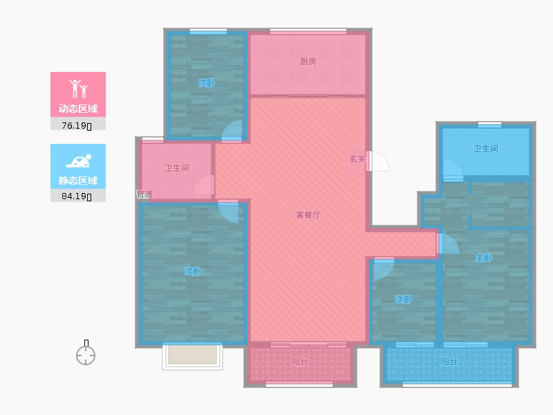 漢嘉海語(yǔ)城4室2廳2衛(wèi)1廚206.00㎡動(dòng)靜分區(qū)圖