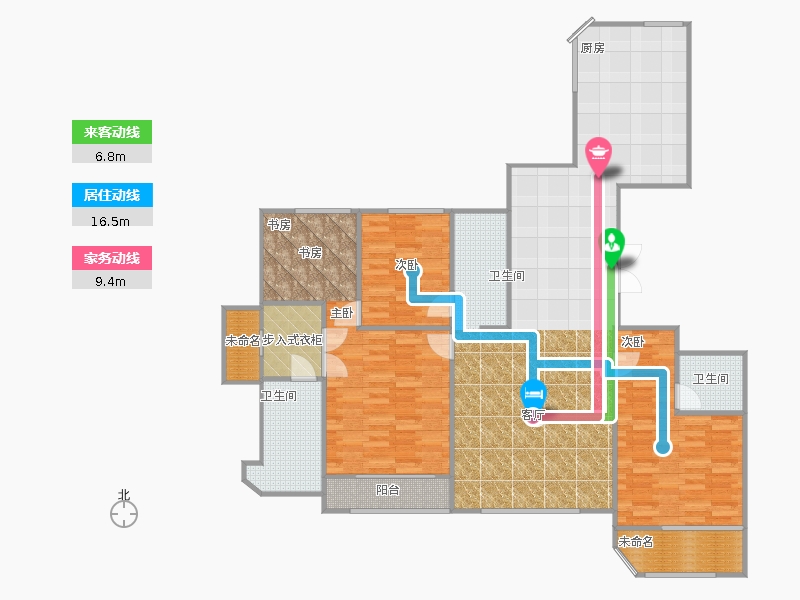 天山九峰3室0廳5衛(wèi)0廚191.00㎡動線圖