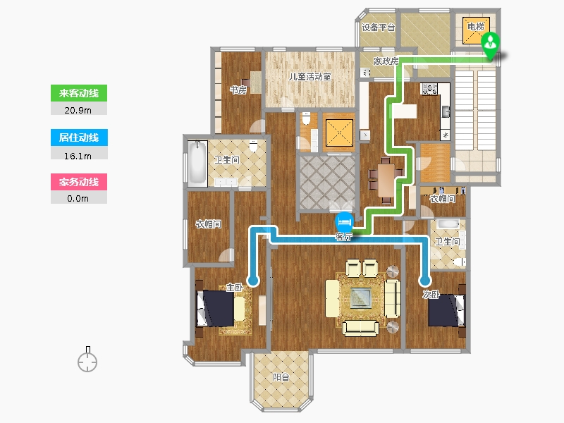 天山九峯3室1廳2衛(wèi)0廚375.00㎡動(dòng)線圖
