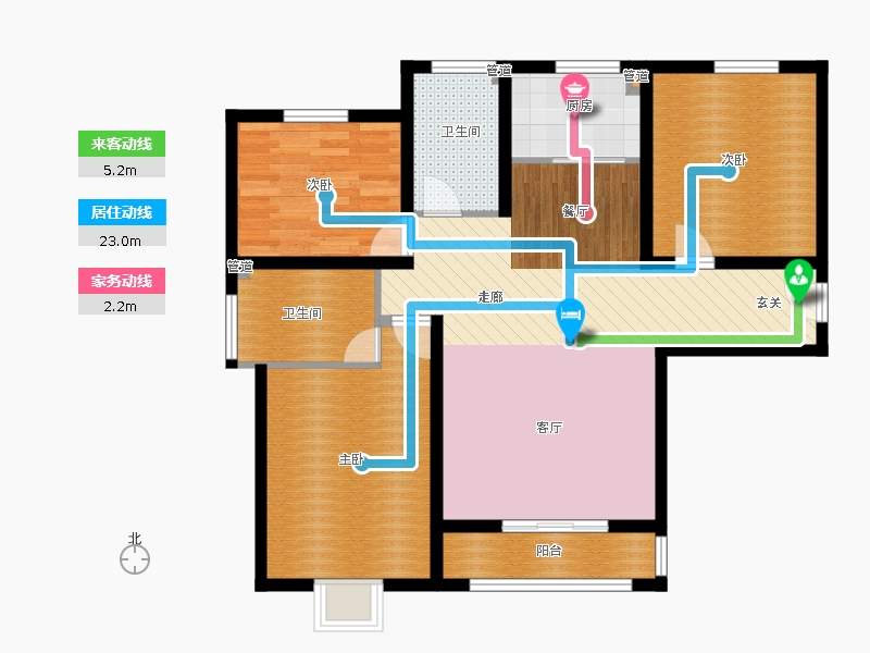 弘石灣3室2廳2衛(wèi)1廚133.00㎡動(dòng)線圖