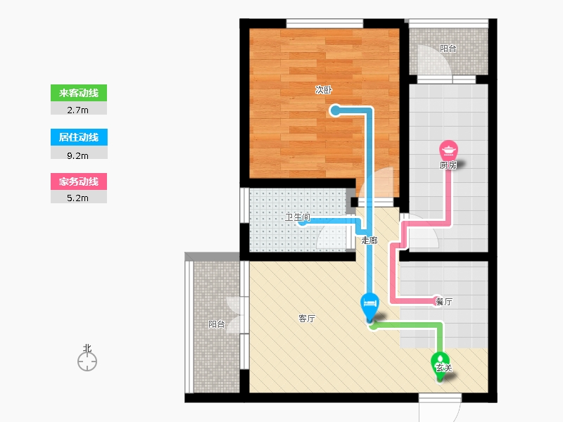 帝王國際1室2廳1衛(wèi)1廚64.00㎡線圖