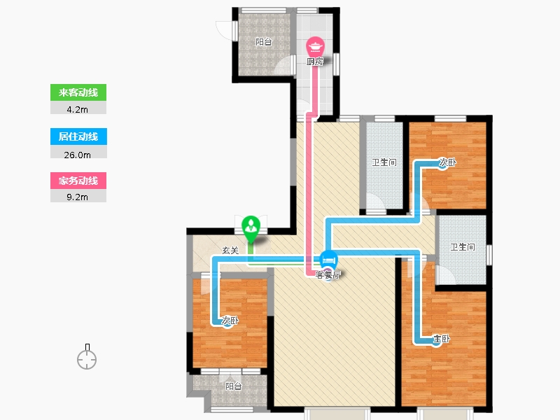 帝王國際3室2廳2衛(wèi)1廚163.00㎡動(dòng)線圖