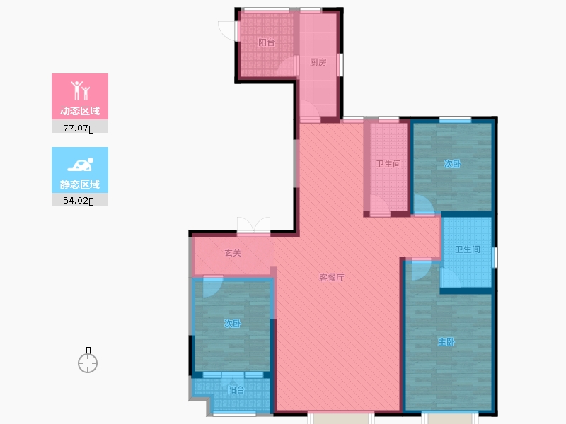 帝王國際3室2廳2衛(wèi)1廚163.00㎡動(dòng)靜分區(qū)圖