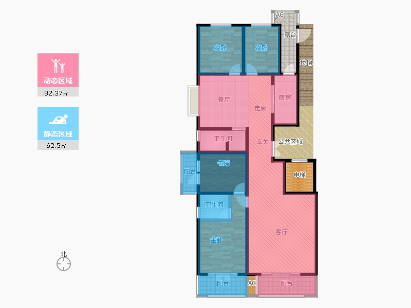 帝王國際4室2廳2衛(wèi)1廚176.00㎡動靜分區(qū)圖