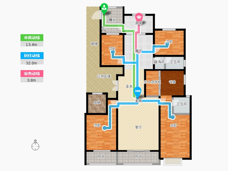 帝王國際4室2廳2衛(wèi)1廚191.00㎡動線圖