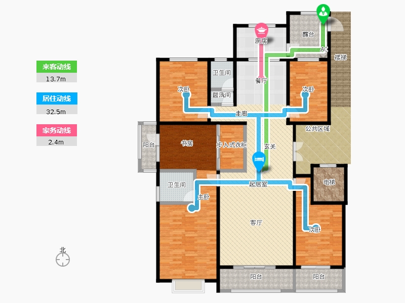 帝王國(guó)際4室2廳2衛(wèi)1廚204.00㎡動(dòng)線(xiàn)圖