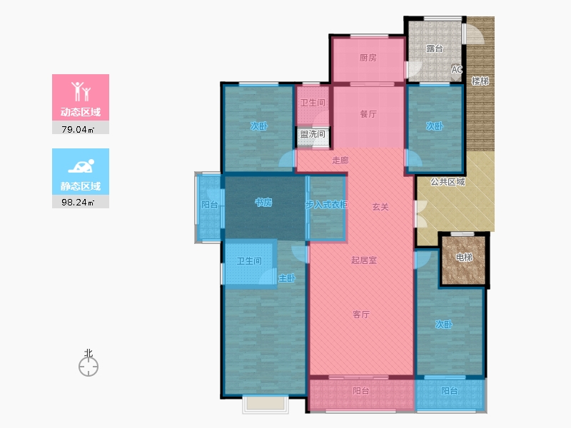 帝王國(guó)際4室2廳2衛(wèi)1廚204.00㎡動(dòng)靜分區(qū)圖