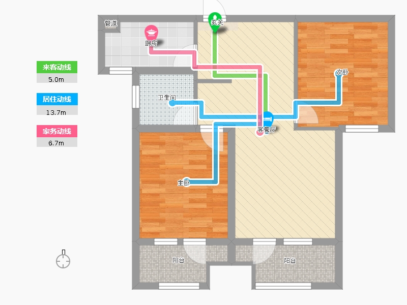 天下錦程花苑2室2廳1衛(wèi)1廚96.00㎡動(dòng)靜線圖