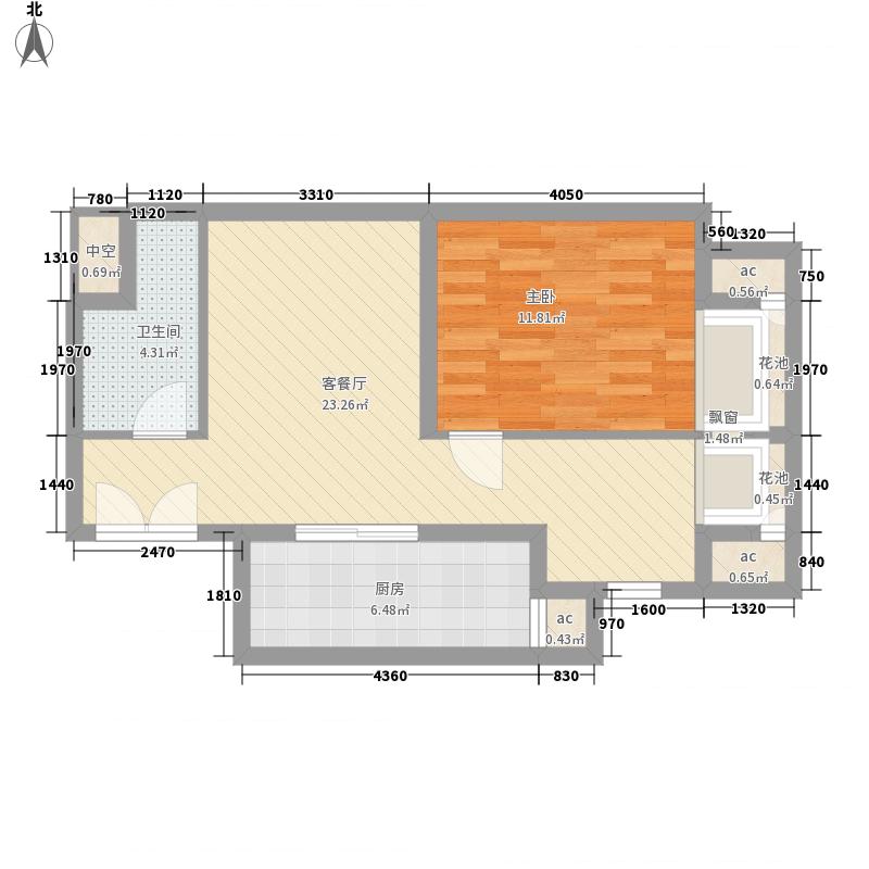 盛世御城1室1廳1衛(wèi)1廚64㎡戶型圖