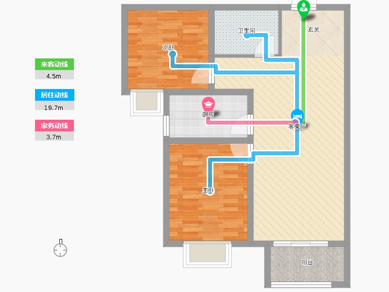 雨荷水岸2室2廳1衛(wèi)1廚88.00㎡動(dòng)靜線圖