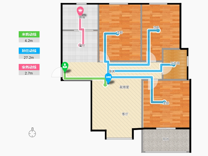 雨荷水岸3室2廳1衛(wèi)1廚104.00㎡動(dòng)靜線圖