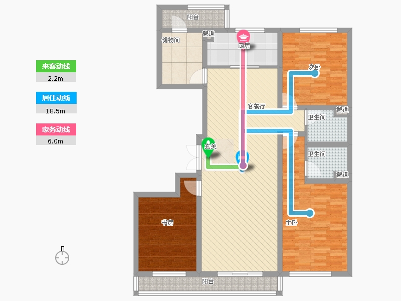 長久中心公園9號3室1廳2衛(wèi)1廚162㎡動(dòng)靜線圖