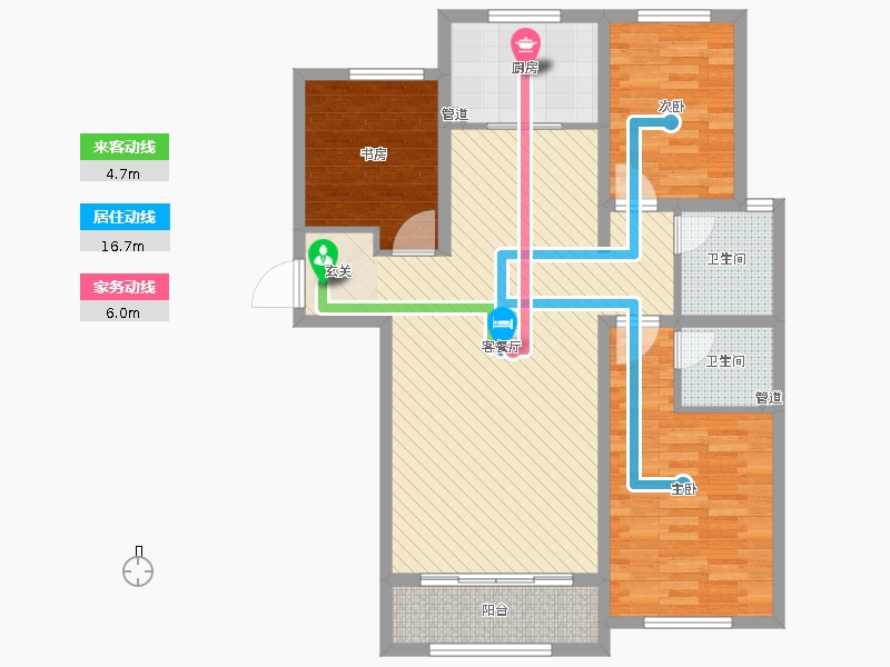 天海容天下3室2廳2衛(wèi)1廚135㎡動(dòng)靜線圖