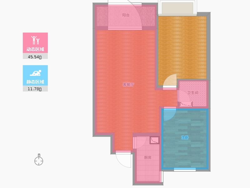 潤德天悅城1室2廳1衛(wèi)1廚78㎡動(dòng)靜分區(qū)圖