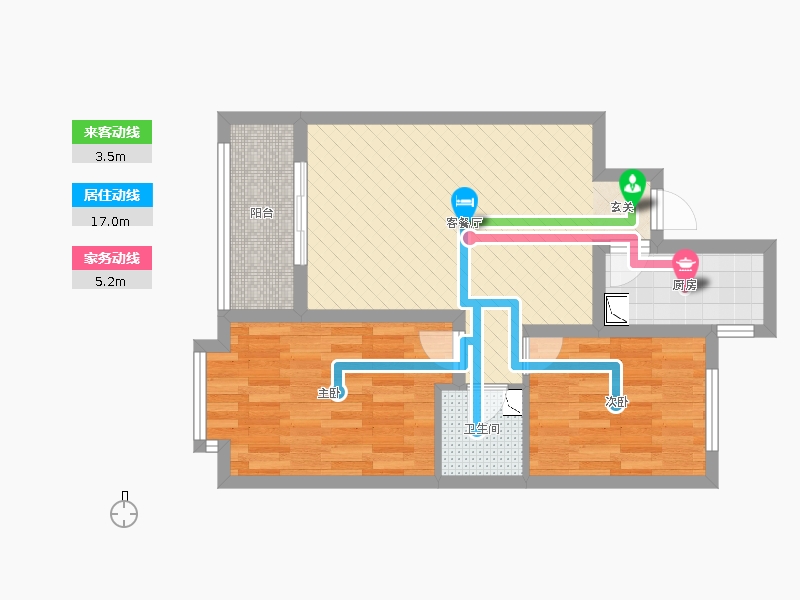 潤德天悅城2室2廳1衛(wèi)1廚85㎡動靜線圖