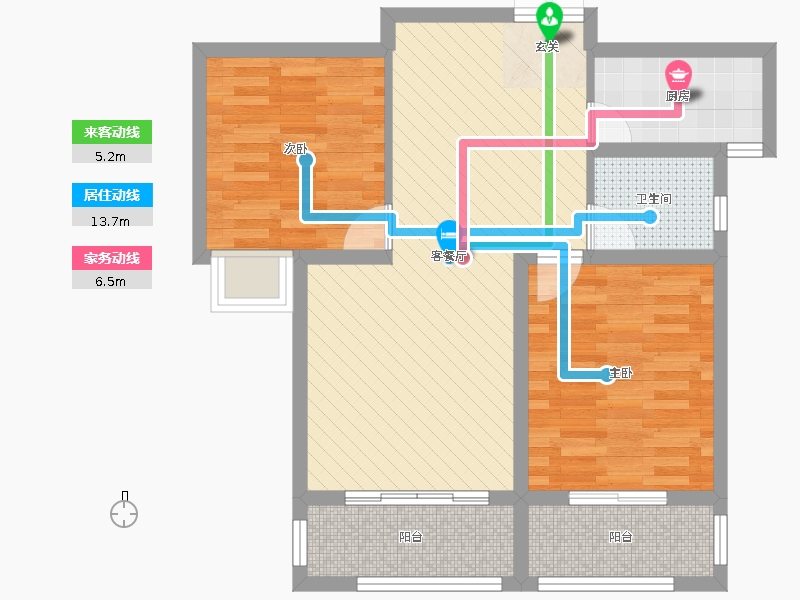 天悅城2室2廳1衛(wèi)1廚93㎡動靜線圖