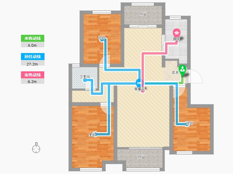 潤德天悅城3室2廳1衛(wèi)1廚119㎡動靜線圖