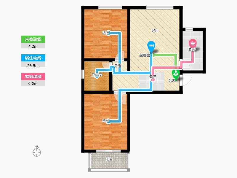 卓升尚郡2室2廳1衛(wèi)1廚98㎡動線圖