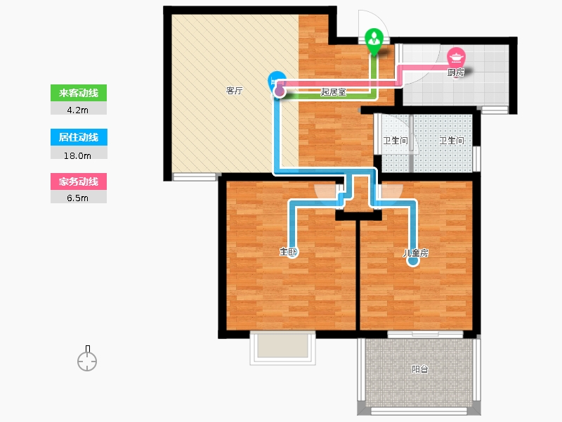 卓升尚郡2室1廳1衛(wèi)1廚119㎡動線圖