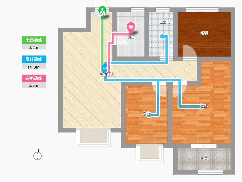 中山尚城3室2廳1衛(wèi)1廚102㎡動線圖