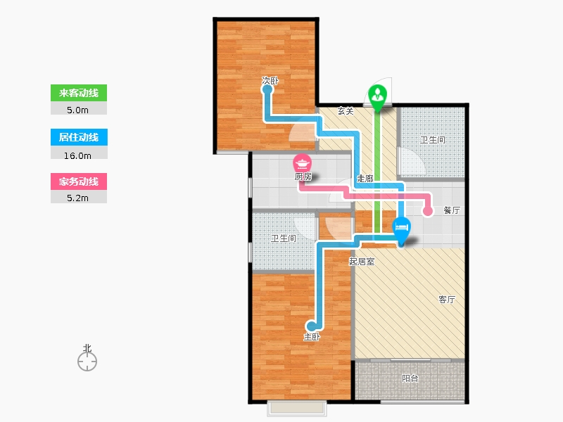 鑫界9號(hào)院2室0廳2衛(wèi)1廚85㎡動(dòng)線圖