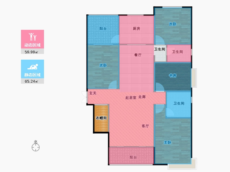 鑫界9號(hào)院4室2廳2衛(wèi)1廚166㎡動(dòng)靜分區(qū)圖