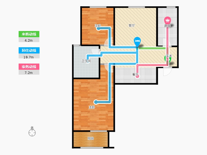 百島綠城2室2廳1衛(wèi)0廚103㎡動(dòng)線圖