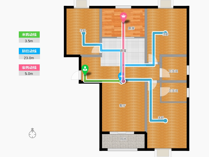 百島綠城3室2廳2衛(wèi)1廚135㎡動(dòng)線圖