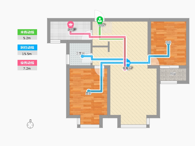 明瀚花香城2室2廳1衛(wèi)1廚92㎡動(dòng)靜線圖