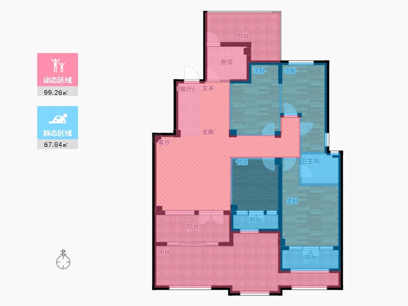 天下錦程4室2廳1衛(wèi)1廚209㎡動(dòng)靜分區(qū)圖