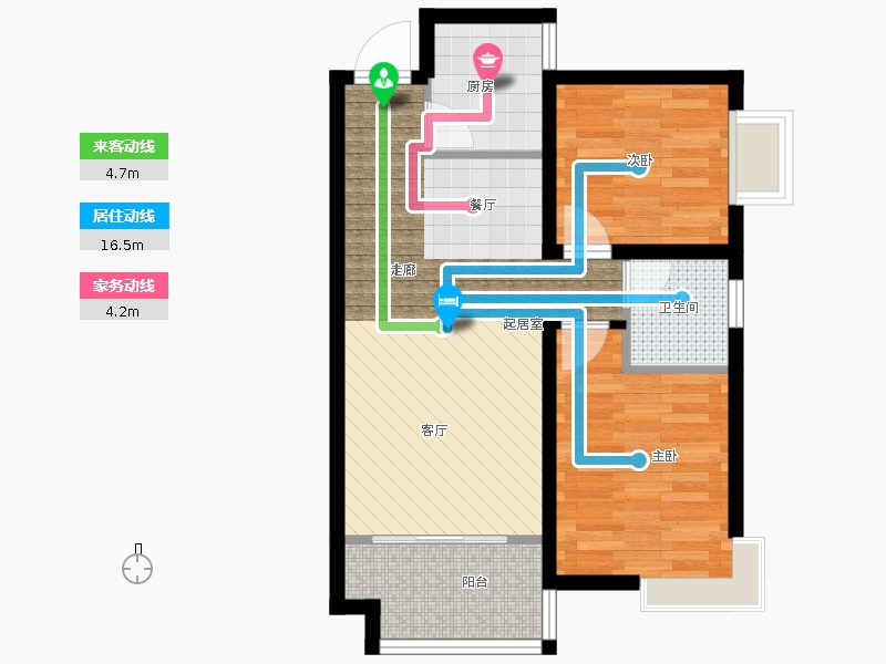 同祥城2室2廳1衛(wèi)1廚80㎡動(dòng)線(xiàn)圖