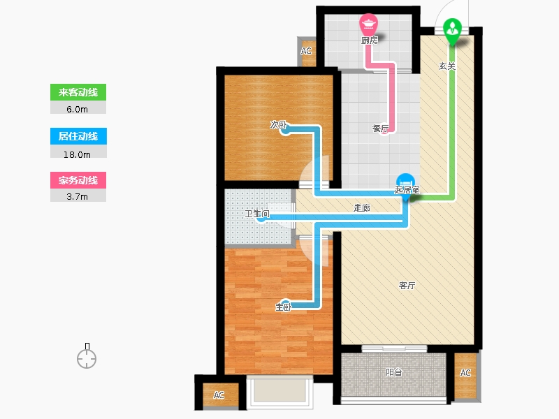 同祥城2室2廳1衛(wèi)1廚114㎡動(dòng)線圖