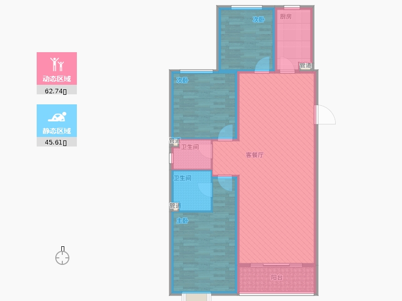 同祥城3室1廳2衛(wèi)1廚137㎡動(dòng)靜分區(qū)圖