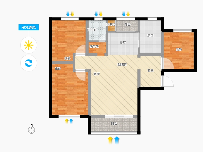 天寧小筑3室2廳1衛(wèi)1廚117㎡采光通風(fēng)圖